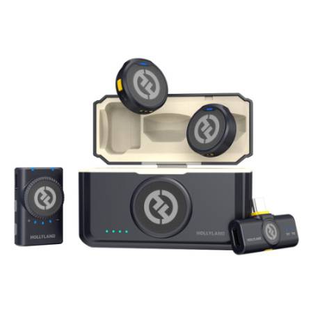 Hollyland LARK M2 Mini Combo - zestaw, bezprzewodowy system audio, 2x mikrofon (odbiorniki: USB-C i 3.5mm TRS, 24-bit, c